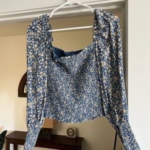 Reformation light blue printed blouse size medium